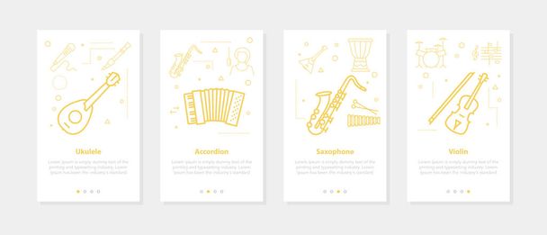 Banderas verticales vectoriales ukelele, saxofón, violín, acordeón
 - Vector, Imagen