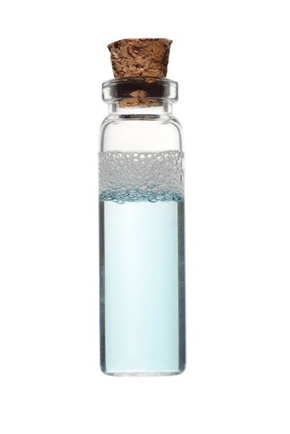 Glass bottle with body care fluid. - Zdjęcie, obraz