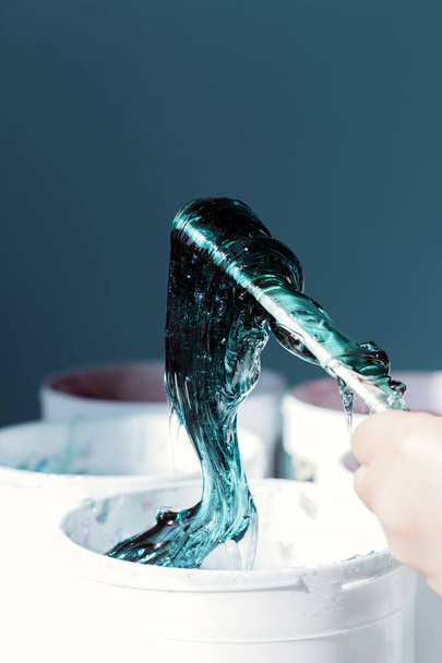 Blue paste for depilation. Texture of honey paste to remove hair. - Fotografie, Obrázek