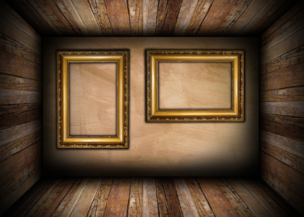 two old frames on interior wall - 写真・画像