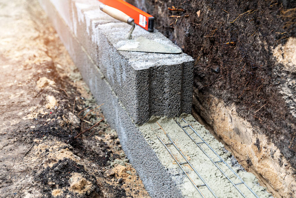 retaining wall construction from expanded clay blocks - Photo, Image