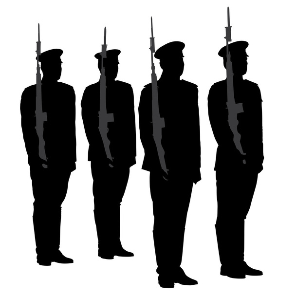 Honor Guard Silhouette - Vector, Image