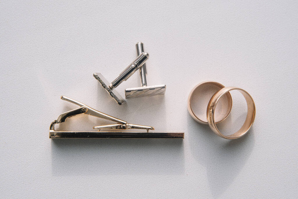 Wedding rings. Two Wedding rings for the bride and groom. - 写真・画像