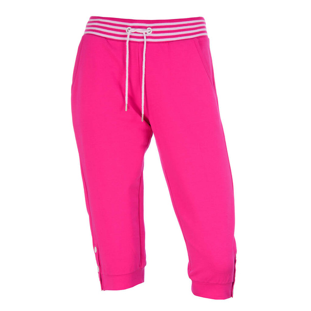 The lower part of a woman's pink tracksuit isolated on a white background - Photo, Image