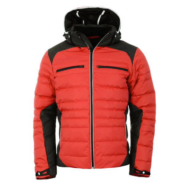 白い背景に隔離された赤い冬のジャケット - 写真・画像