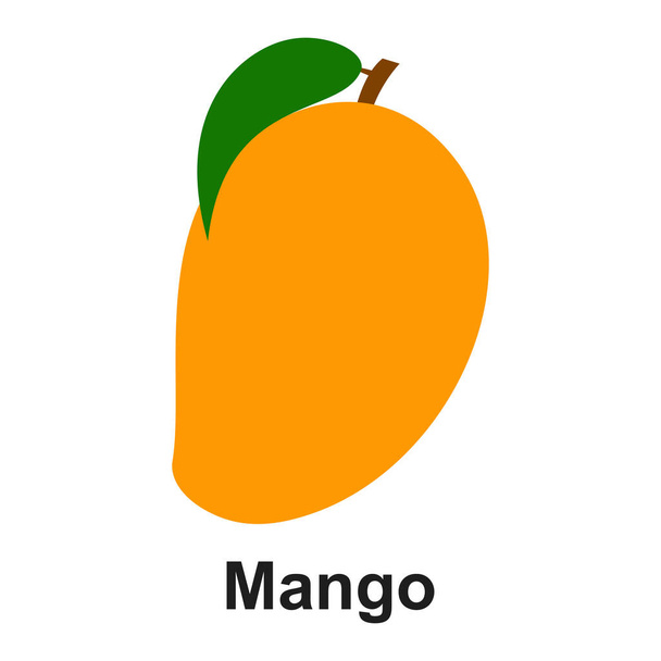 Mango simgesi, logo. Beyaz arka planda izole edilmiş taze, parlak egzotik mango. Sağlıklı yaşam için yaz meyveleri. Organik meyve. Herhangi bir tasarım için vektör illüstrasyonu. - Vektör, Görsel