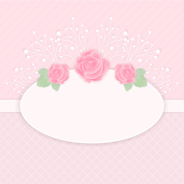 Pastel pink card with rose flowers vector illustration. - Vektör, Görsel