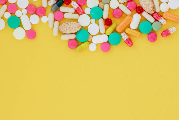 different colorful pills, capsules. Prevention, cure of influenza, coronavirus, covid-19, 2019-nCoV. - Fotó, kép