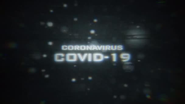 COVID-19 / Coronavirus digitális kijelzője részecskékkel és csillogástorzítással. - Felvétel, videó