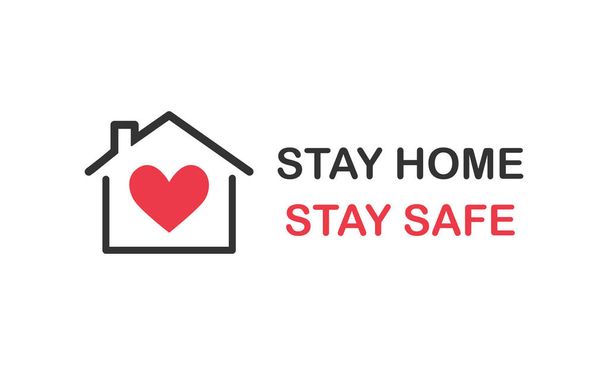 Stay home, stay safe - slogan. Coronavirus pandemic (covid-19). Virus prevention campaign. Vector illustration. - Vector, Image