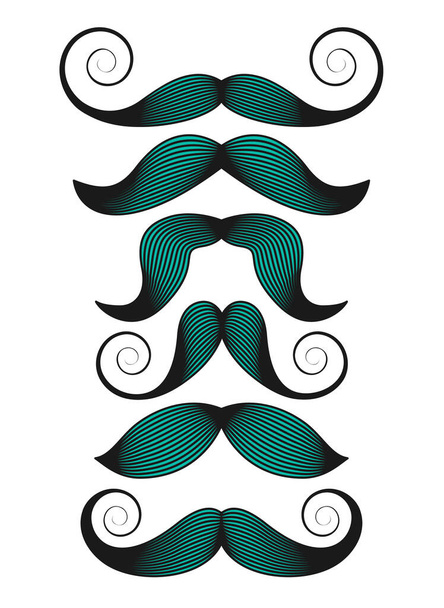 Set of mustaches on white background. Vector illustration,. - Διάνυσμα, εικόνα