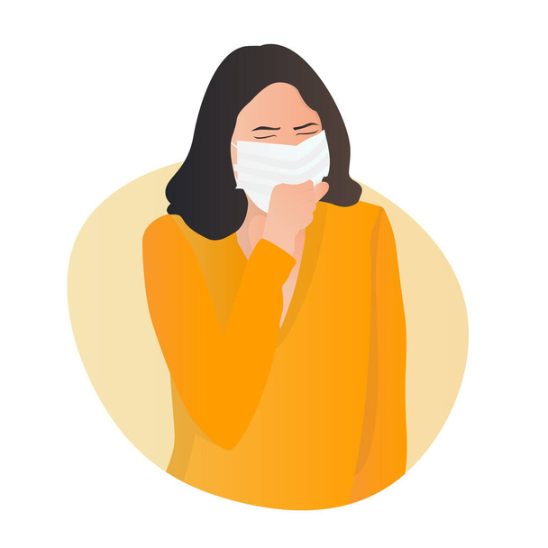 Flat character illustration people flu showing COVID-19 coronavirus symptoms. Suitable for all needs, such as website design, brochures, banners, and mobile apps - Vector, Image