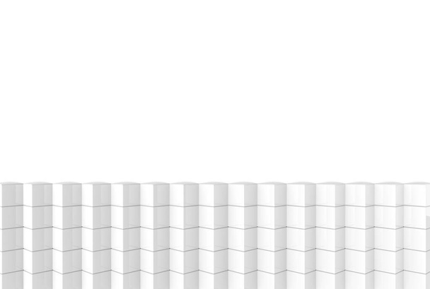 3d renderöinti. abstrakti nykytaiteen kuvio valkoinen kuutio laatikot pino valkoisella seinällä tausta
. - Valokuva, kuva
