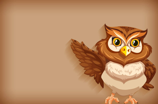 Background template with plain color and cute owl illustration - Vetor, Imagem
