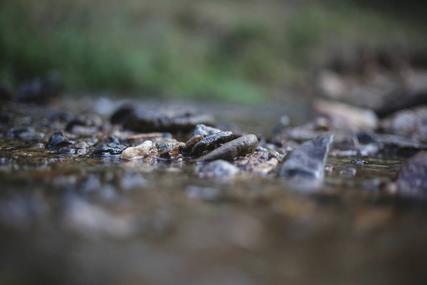 Река с чистой водой и камнями - Фото, изображение