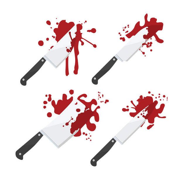 Cuchillos colección conjunto con salpicadura de sangre en él
 - Vector, Imagen