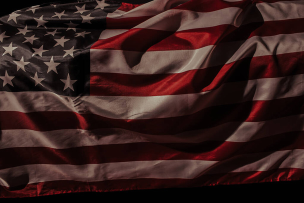 Close up shot of waved flag of United States of America - Foto, Imagen