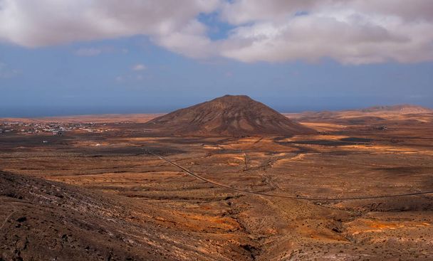 view of Tindaya Mountain in La Oliva, Fuerteventura, Canary Islands, Spain. October 2019 - Photo, image