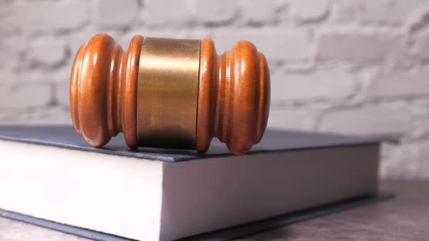 Close up of gavel on a books, law and order concept  - Footage, Video
