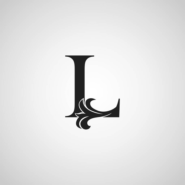 L Letter Monogram Initial, Simple luxury vector design concept, nature flower leaf
. - Вектор,изображение