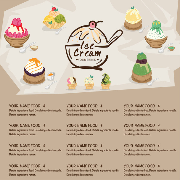 menu template Ice cream dessert reataurant brand design  - Διάνυσμα, εικόνα
