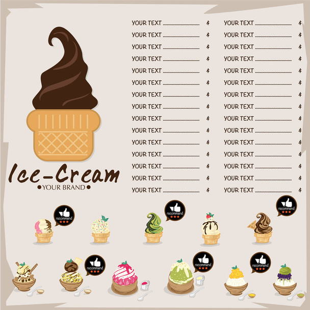 menu template Ice cream dessert reataurant brand design  - Vector, Imagen