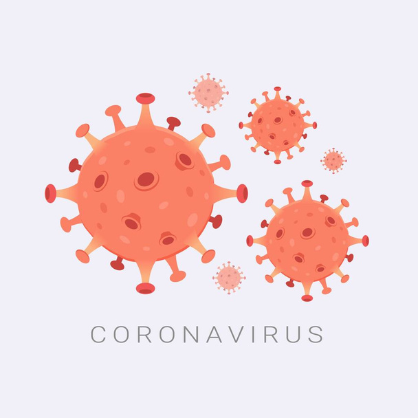 Új koronavírus Covid-19. Ázsiai influenzajárvány kitörésére fellelhető veszélyes koronavírus-sejt - Vektor, kép