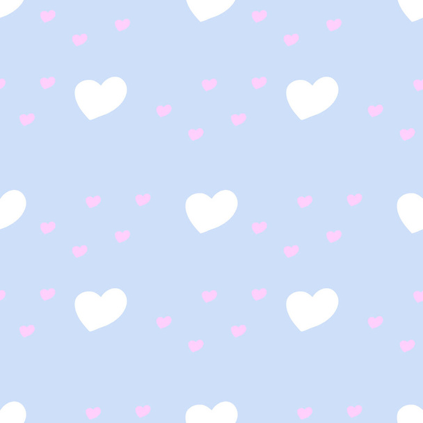 Seamless pattern with  hearts on a blue background. Vector illustration. - Vector, Image