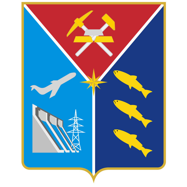 Das Wappen der Oblast Magadan ist ein föderales Subjekt Russlands. Vektorillustration - Vektor, Bild