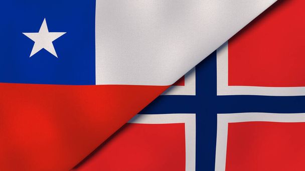 Флаги двух штатов Чили и Норвегии. Высококачественный бизнес-фон. 3d иллюстрация
 - Фото, изображение