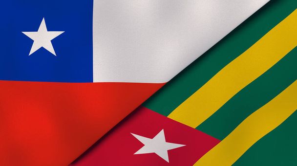 Флаги двух штатов Чили и Того. Высококачественный бизнес-фон. 3d иллюстрация
 - Фото, изображение