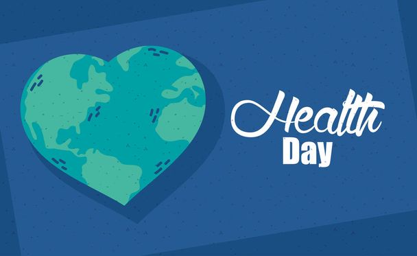 giornata di salute manifesto celebrazione con il cuore terra pianeta
 - Vettoriali, immagini
