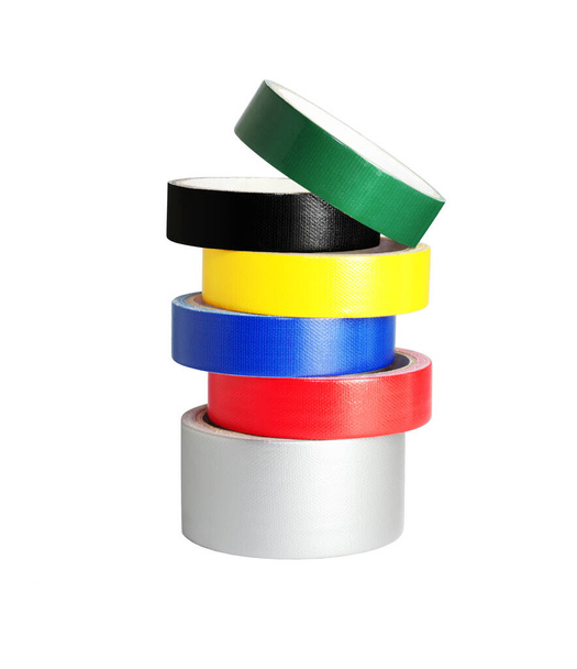 Pilha de fitas de pato de cor em fundo branco
 - Foto, Imagem