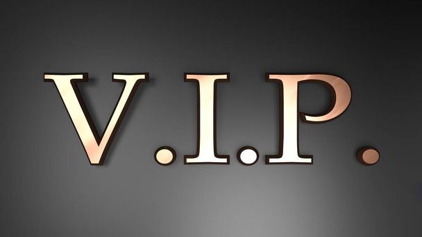 V.I.P. - Very Important Person sign on black background - 3D rendering illustration - Foto, Imagen