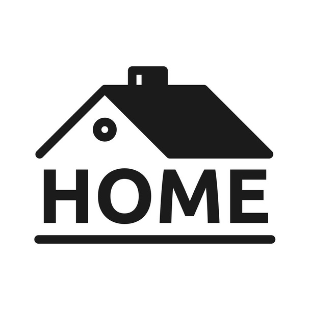 家の形で単語ホームとタイポグラフィのロゴのベクトルイラスト。それは家庭、建設、住宅の概念を表しています。ロゴ、アイコン、バッジとしても使用できます。 - ベクター画像