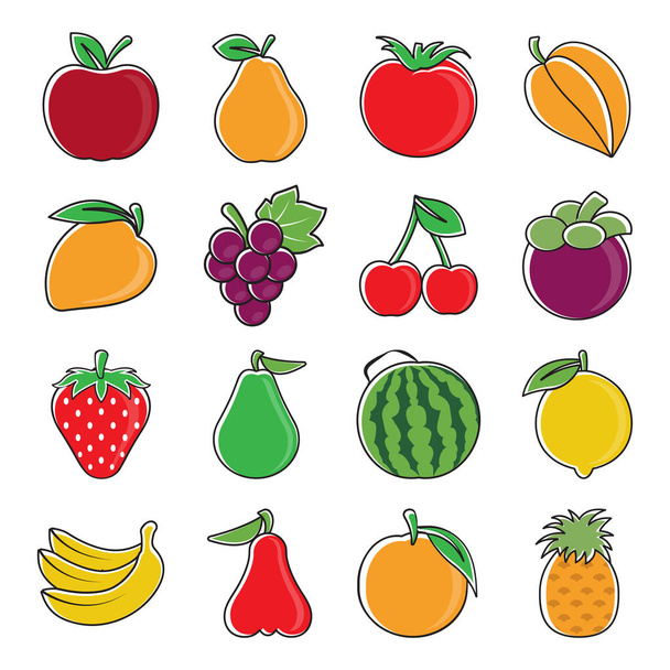 свіжі фрукти Векторні ілюстрації набір іконок
. - Вектор, зображення