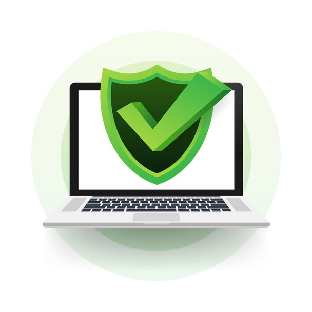 Data Protection on laptop, privacy, and internet security. Vector stock illustration - Vector, Image