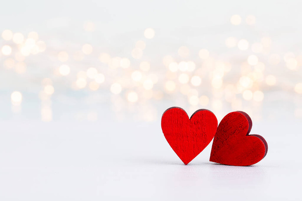 Valentines Day background with red hearts. Greating cards. - Фото, зображення