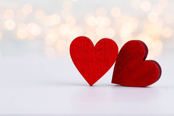Valentines Day background with red hearts. Greating cards. - Фото, зображення