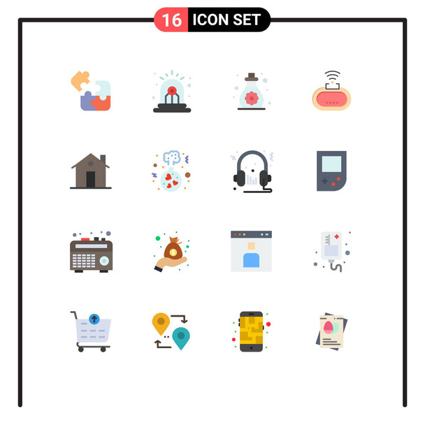 Pictogram Set of 16 Simple Flat Colors of building, wifi, siren, security, toddler Editable Pack of Creative Vector Design Elements - Vector, Image