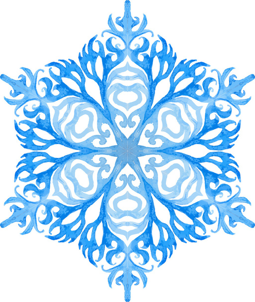 Watercolor blue snowflake - Vector, Imagen