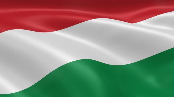 Bandeira húngara ao vento
 - Foto, Imagem
