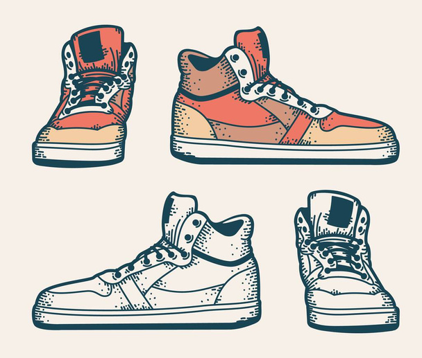Youth sneakers in a hipster style - ベクター画像