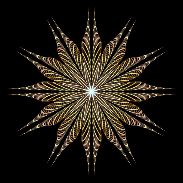 パフのカラフルな星の花に類似している抽象的なフラクタル画像 - 写真・画像