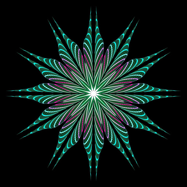 Imagen fractal abstracta que se asemeja a una colorida flor estrella inflada
 - Foto, Imagen