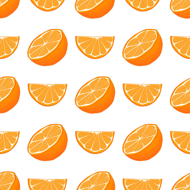 Illustration on theme big colored seamless orange, bright fruit pattern for seal. Fruit pattern consisting of beautiful seamless repeat orange. Simple colorful pattern fruit from seamless orange. - Vettoriali, immagini