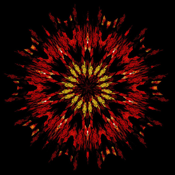 abstraktes fraktales Bild, das einer aufgeblasenen bunten Sternblume ähnelt - Foto, Bild