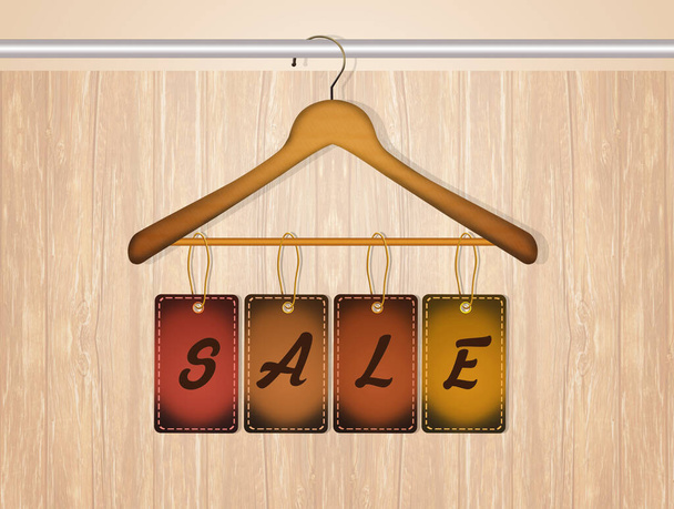 illustration of sale label on coat hanger - Foto, afbeelding