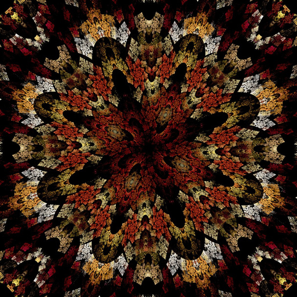 abstraktes fraktales Bild, das einer aufgeblasenen bunten Sternblume ähnelt - Foto, Bild