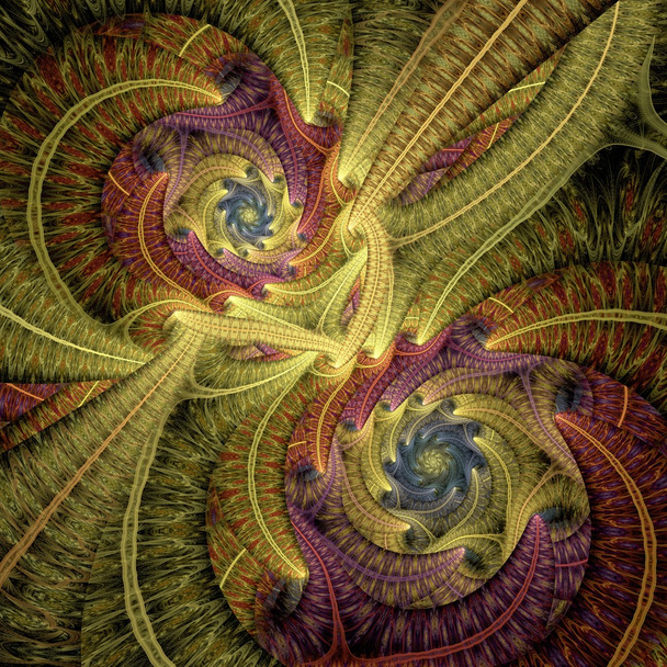 abstraktes fraktales Bild bunte Stern Zwillingsspiralen - Foto, Bild